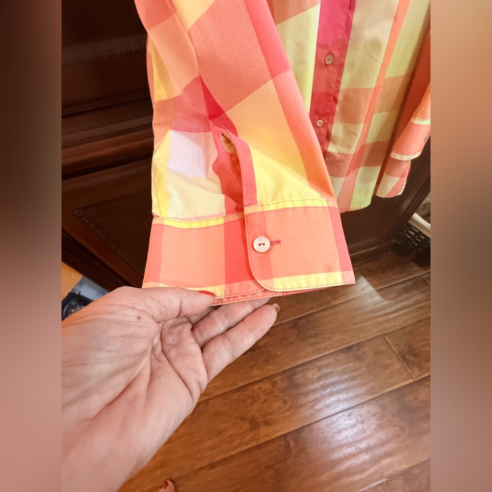 Foxcroft Wrinkle-Free Plaid Button
Down Blouse Sz 18W Bright Pink Orange
Yellow - Picture 6 of 10